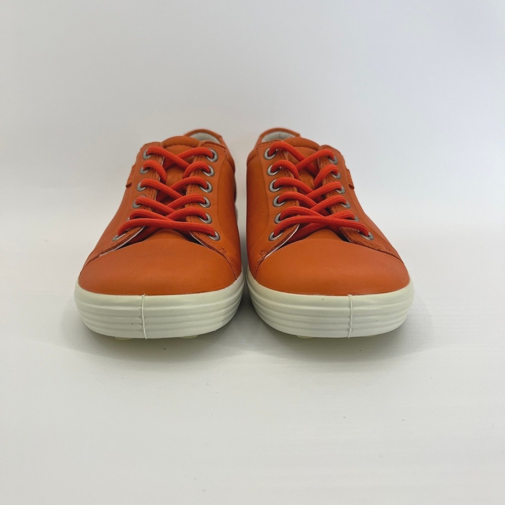 ECCO Soft 7 Women's Sneaker Orange Leather Comfort Casual Walking Shoes Size 5 - Picture 2 of 9